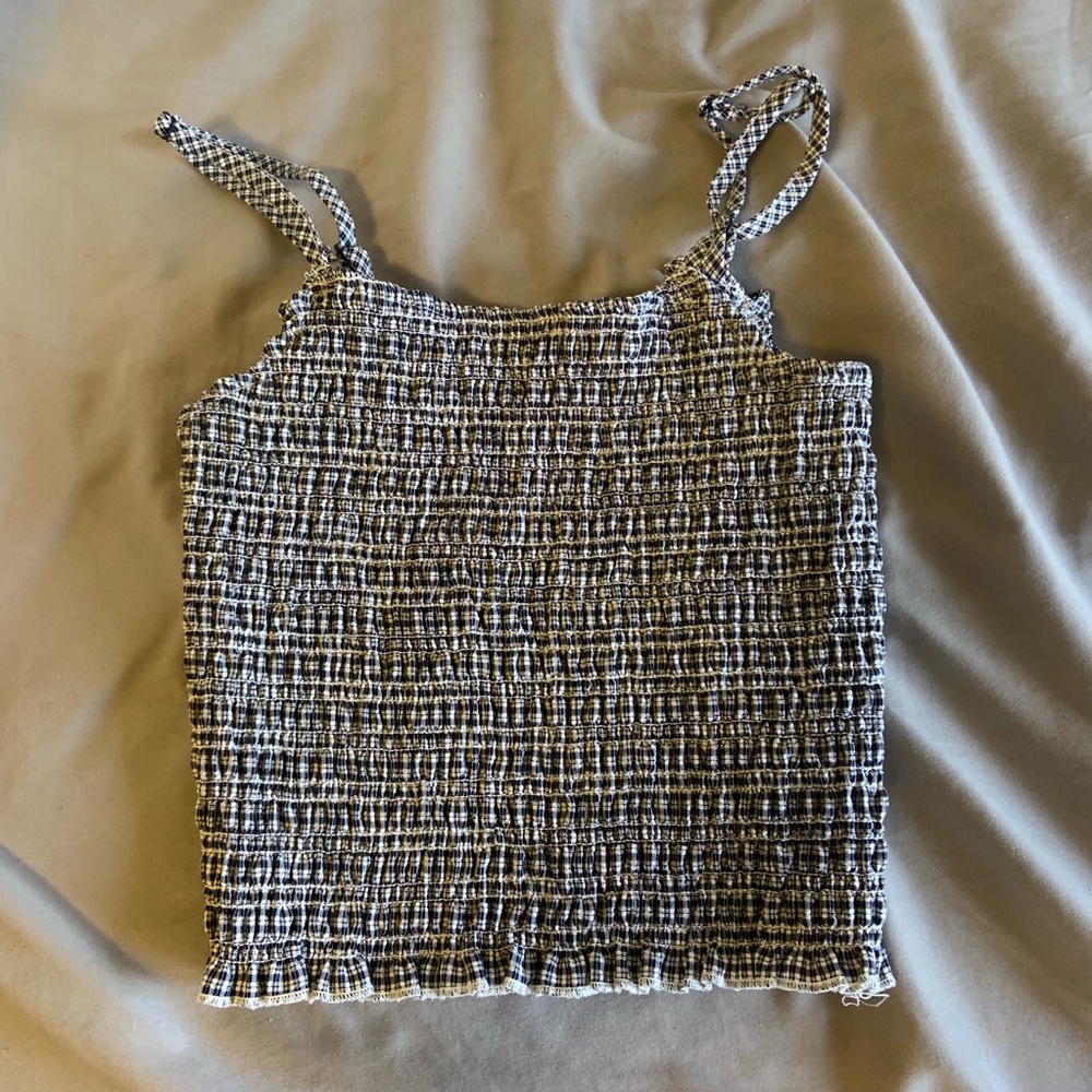 Brandy Melville Black & White Ruched Tank